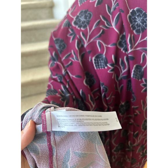 Eloquii Purple & Blue Floral Ruffle Blouson Sleeve Midi Dress - Picture 7 of 8